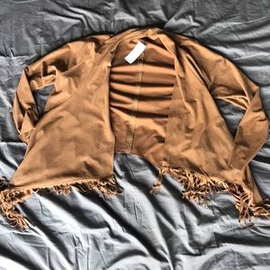 Brown Suede Fringe Cardigan